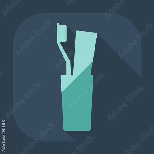 Flat modern design with shadow icons tooth brush