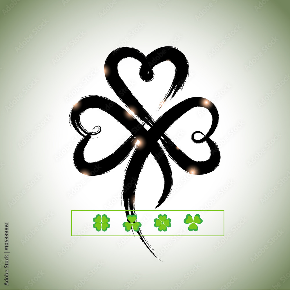 Grunge hand drawn clover for Happy St. Patricks Day Grunge hand drawn clover for Happy St. Patricks Day