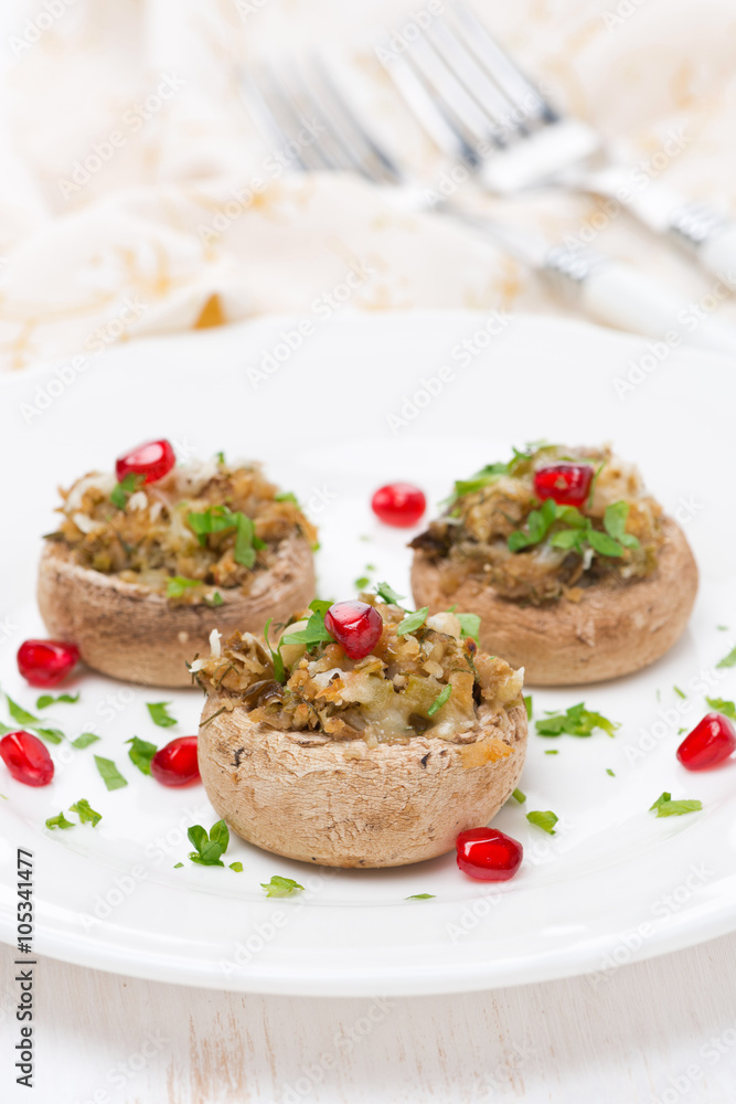 Stuffed mushrooms with herbs and pomegranate seeds Stuffed mushrooms with herbs and pomegranate seeds