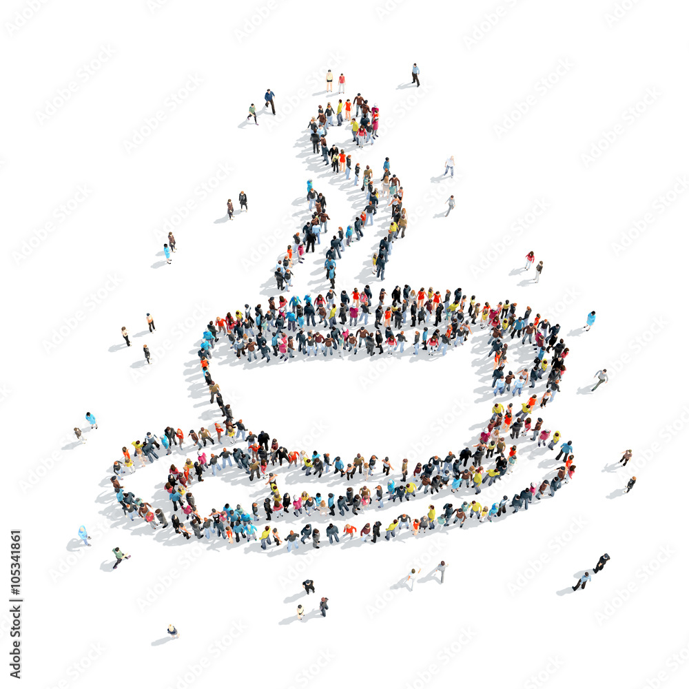 group people form cup of coffee group people form cup of coffee