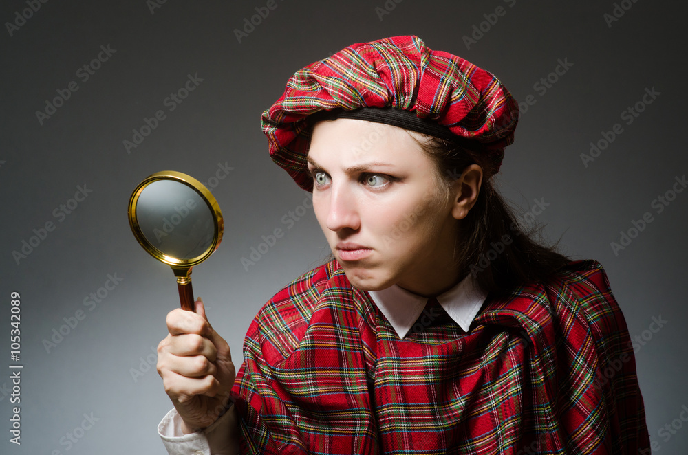 Woman wearing traditional scottish clothing Woman wearing traditional scottish clothing