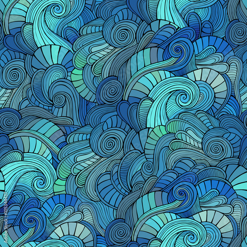 Vector waves decorative doodles seamless pattern