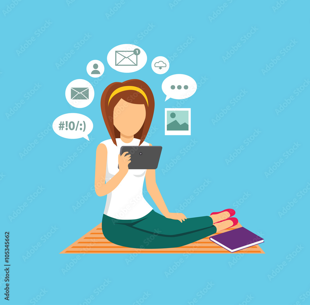 Fototapeta premium Computer User Woman Isolated Icon