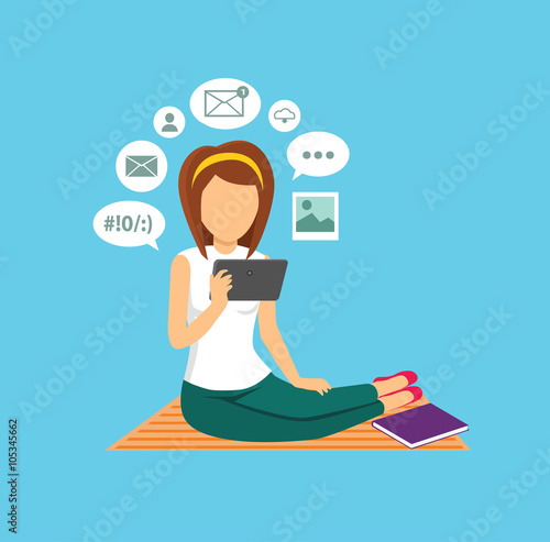Computer User Woman Isolated Icon
