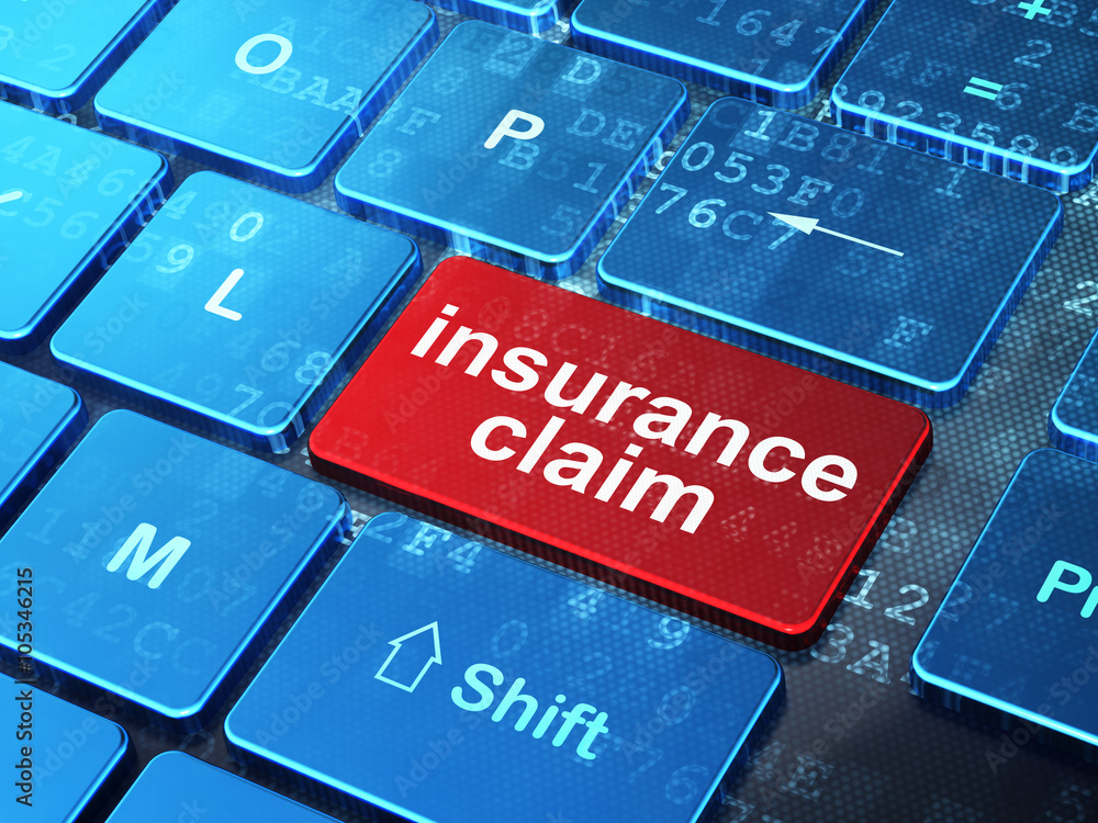 Fototapeta premium Insurance concept: Insurance Claim on computer keyboard background