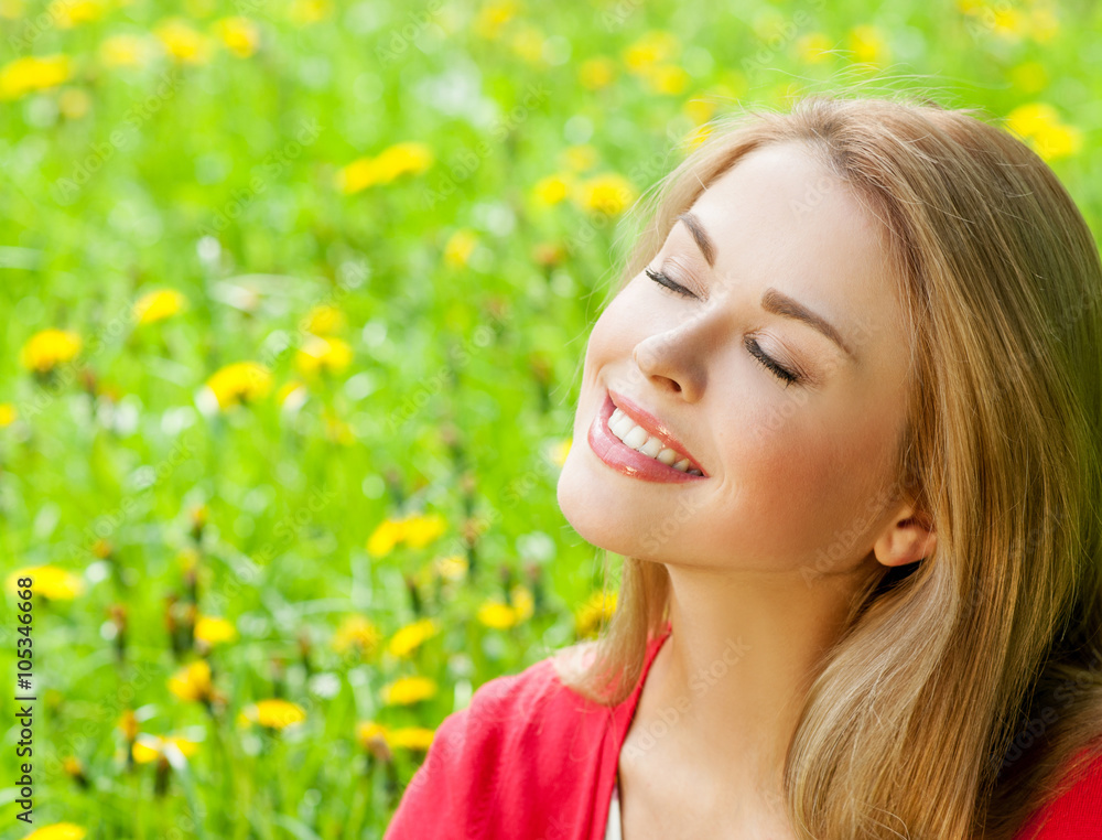 Beautiful Young Woman Outdoors. Enjoy Nature. Beauty Girl Outdoo Beautiful Young Woman Outdoors. Enjoy Nature. Beauty Girl Outdoo
