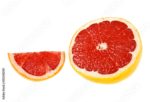 Slices of grapefruit isolated on white background