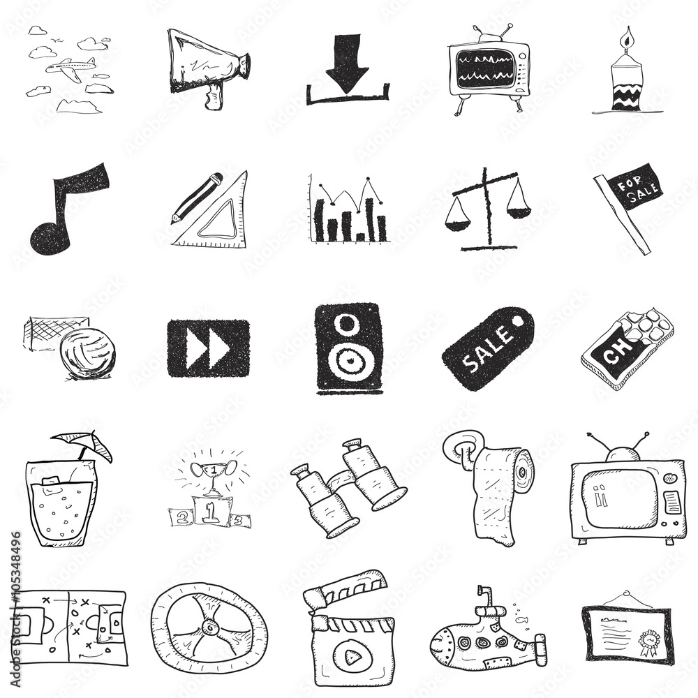 Fototapeta premium Set of 25 doodle illustrations