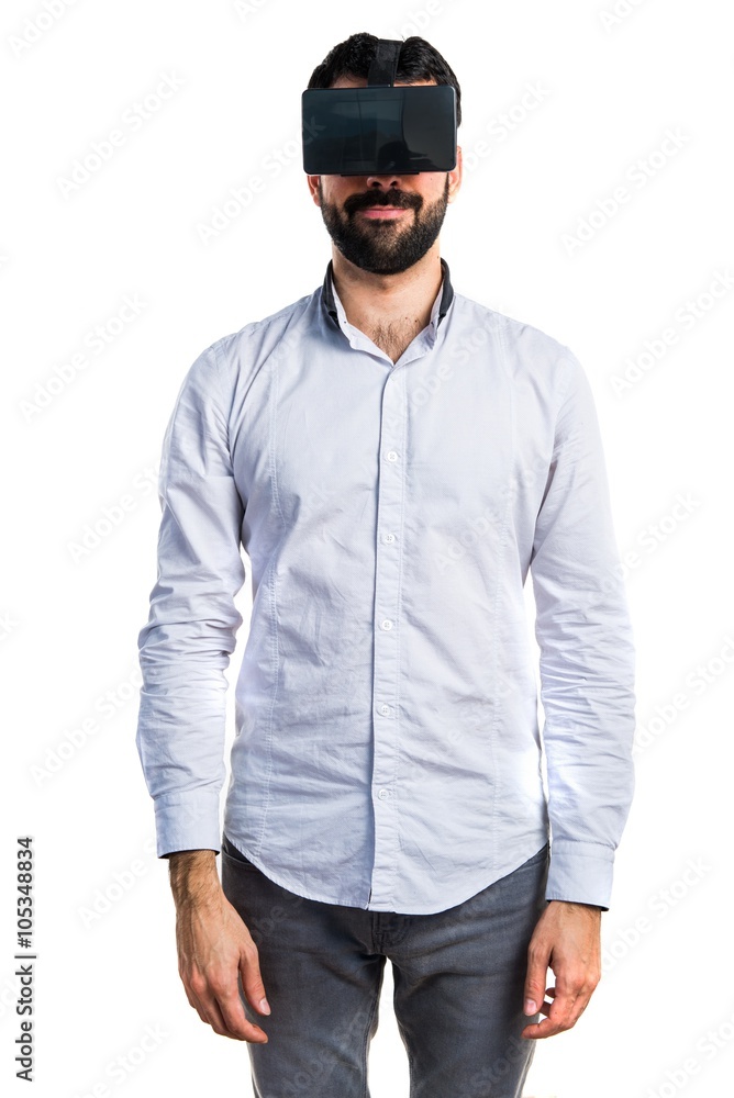 Man using VR glasses Man using VR glasses