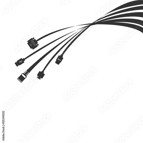 Plug Wire Cable Computer colorful vector illustration