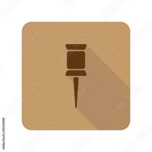 Flat style Pushpin web app icon on light brown background