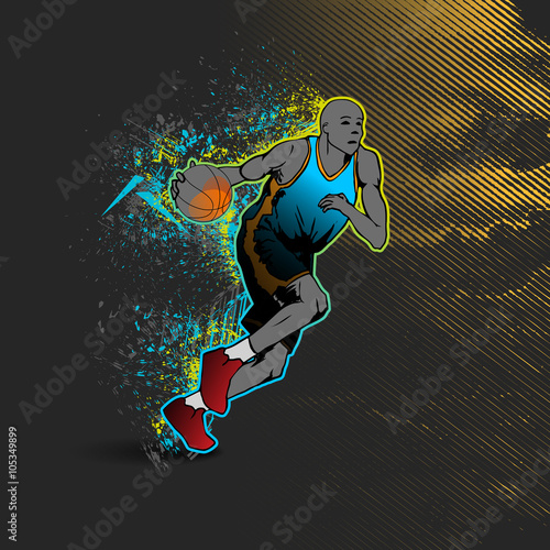 Basketball player dribbling the ball