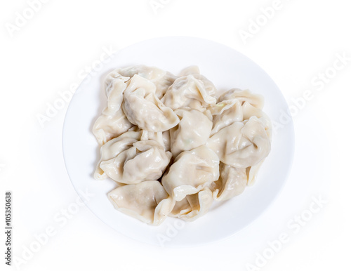 Dumplings in a plate isolated on white background