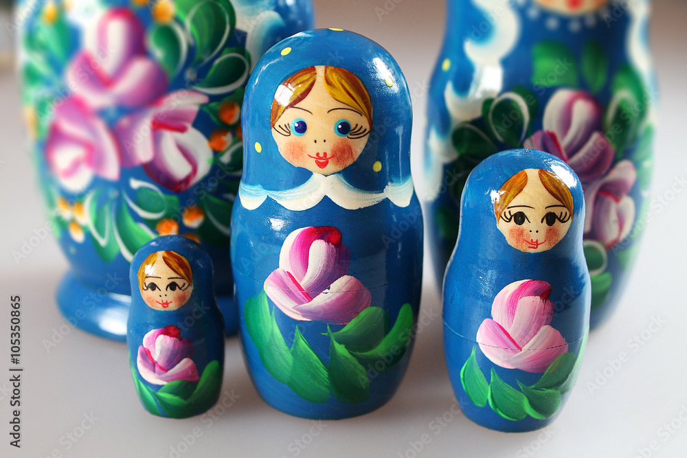 Popular russian souvenir - wooden nesting dolls matryoshkas. Popular russian souvenir - wooden nesting dolls matryoshkas.