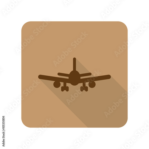 Flat style Airplane web app icon on light brown background