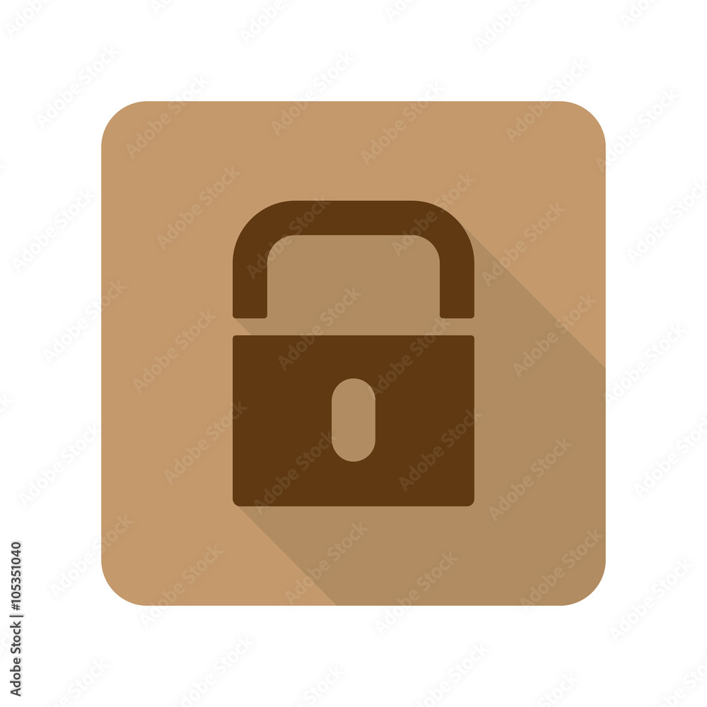 Flat style Lock web app icon on light brown background Flat style Lock web app icon on light brown background