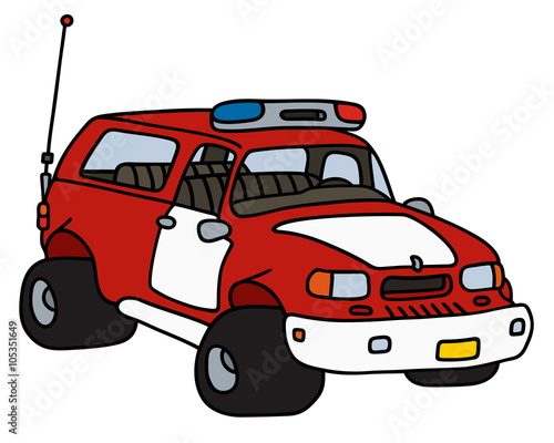Fire patrol car / Hand drawing, vector illustration