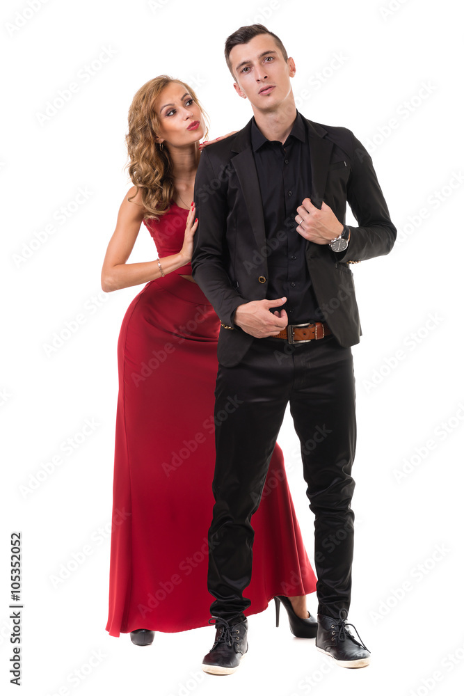 Young elegant couple dancing, isolated on white Young elegant couple dancing, isolated on white