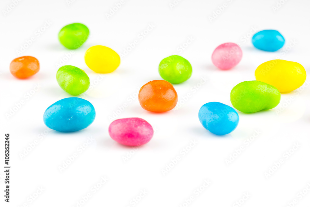 Coloured dragee close-up Coloured dragee close-up