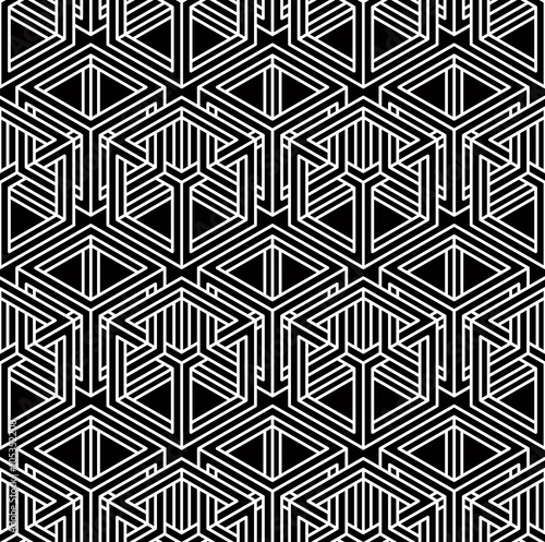 Contrast black and white symmetric seamless pattern 