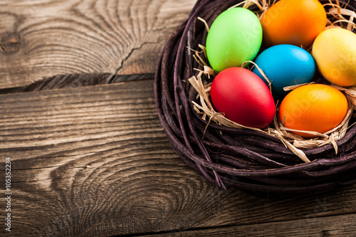 Easter eggs in a nest