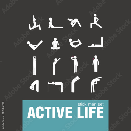 warm-up exercise stick man set