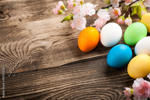 Easter eggs, cherries twigs