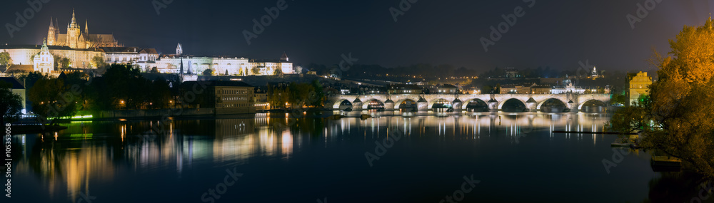 Prague (Praha) panorama at night