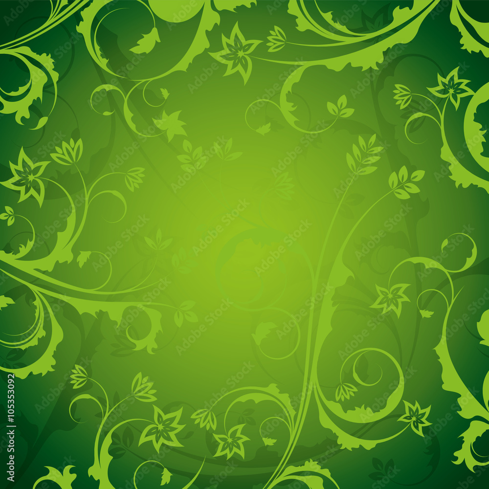 Green Ornate Floral Background Green Ornate Floral Background