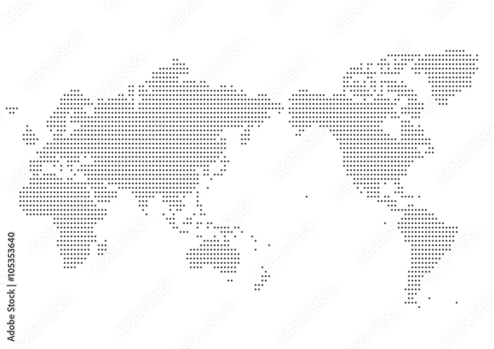 世界地図 日本中心 のイラスト 黒グラデーションドット Stock ベクター Adobe Stock