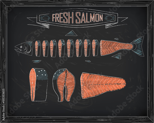 cutting scheme fresh salmon