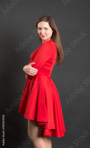 girl in a red dress