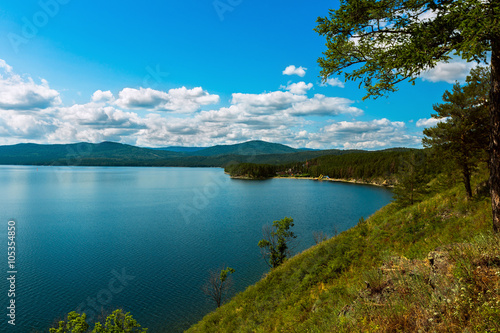 Russia. Southern Urals. Lake Turgoyak.  The view from the hill over the lake in clear weather in the summer.   © ssabot