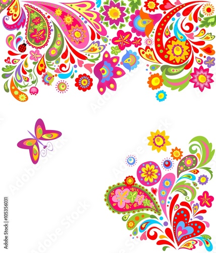 Floral background with colorful abstract flowers
