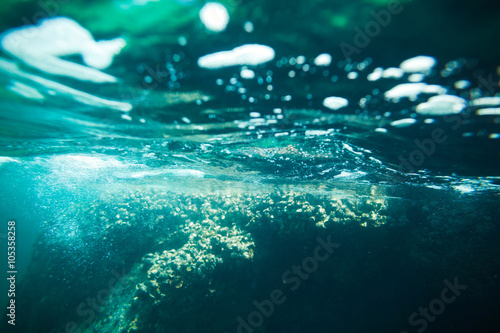 underwater sea bubbles background