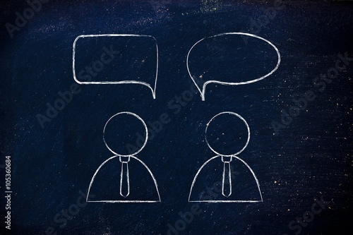 фотографія businessmen conversation dialogue with comic bubble