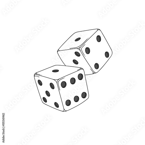 Two white cartoon-style dice cubes