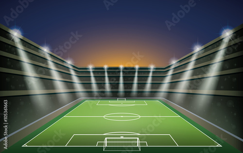 Soccer Stadium with spot lights. 