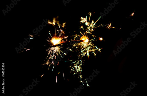 Fire and Sparks on a black background.