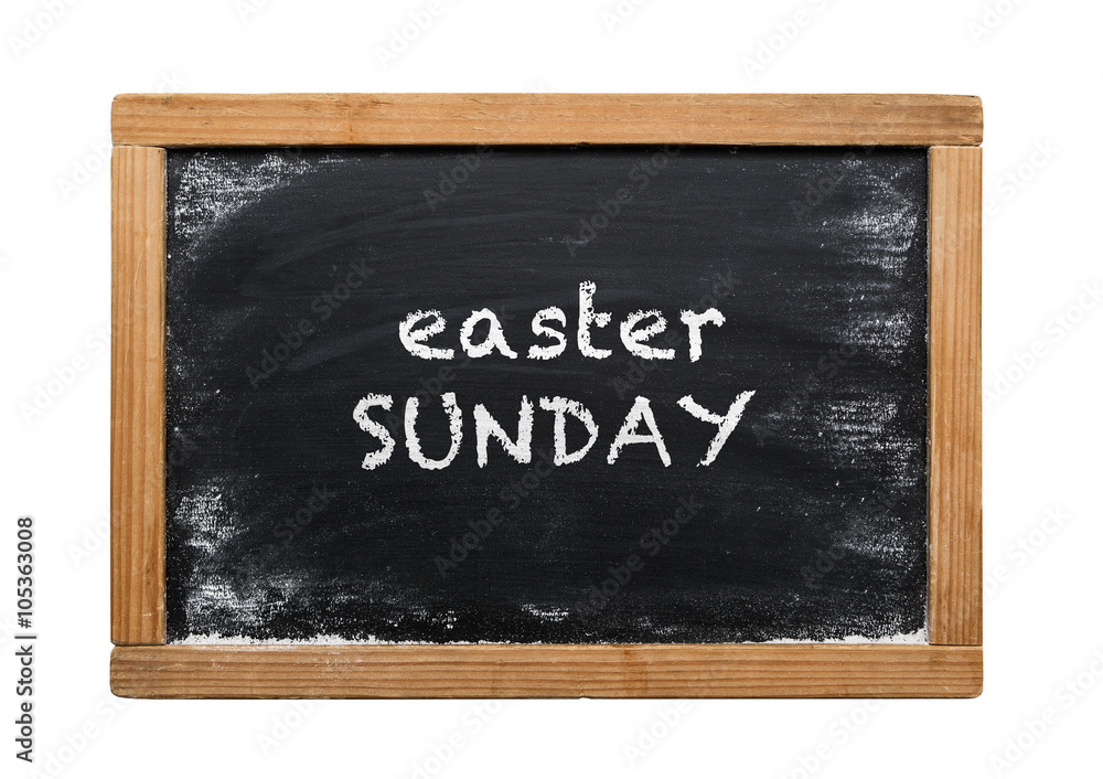 Chalk board with Easter Sunday message Chalk board with Easter Sunday message