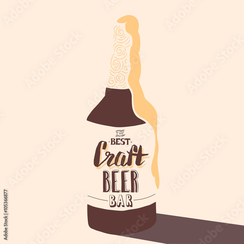 Vintage craft beer brewery design. Vector typography illustration