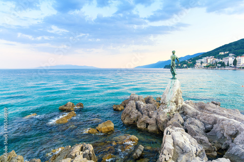Obraz na płótnie romantic evening in Opatija, Istria, Kvarner, Croatia w salonie