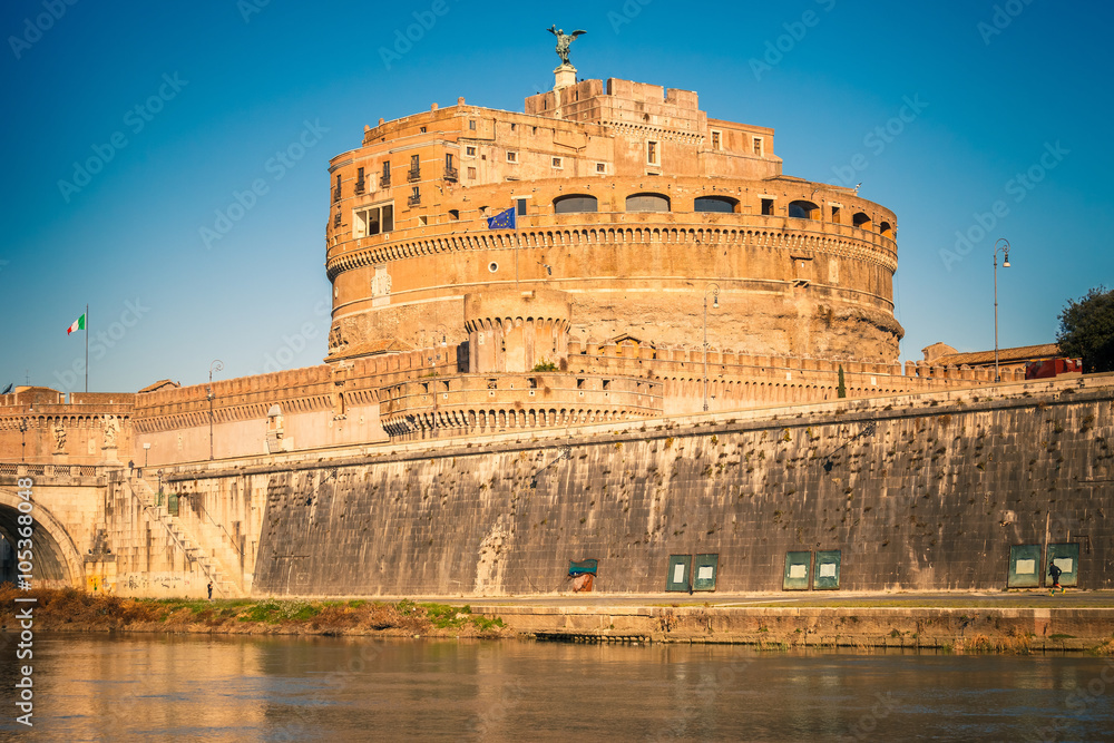 Saint Angel Castle on Tiber river in Rome Saint Angel Castle on Tiber river in Rome