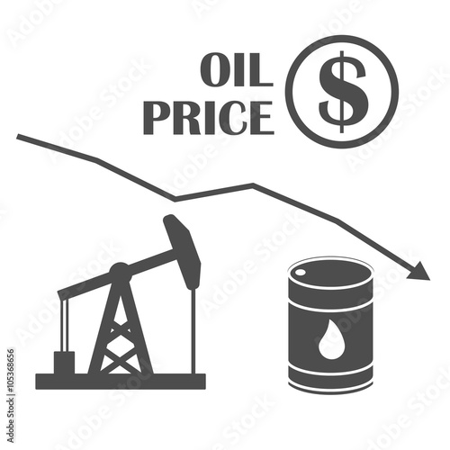 Oil down graphic. Vector. Drop in oil prices. Oil infographics