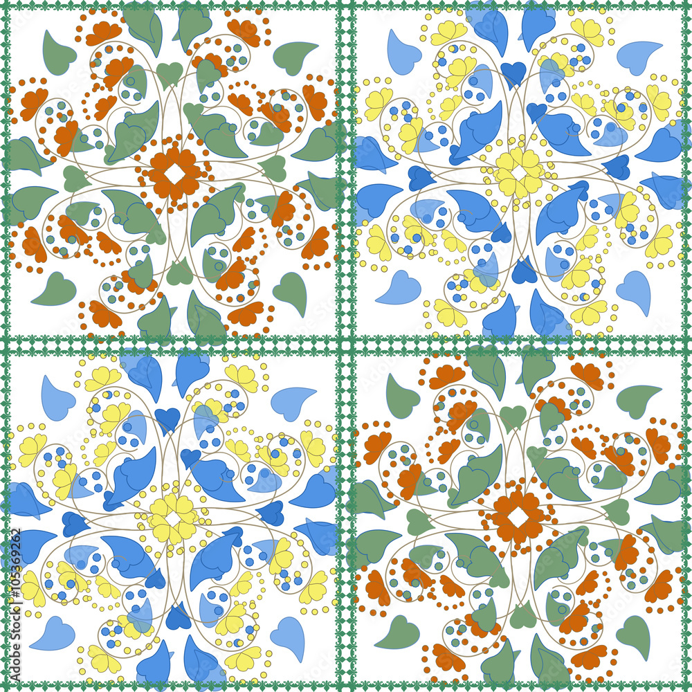 Obraz premium Floral seamless pattern in retro style, cartoon cute flowers on gray background 
