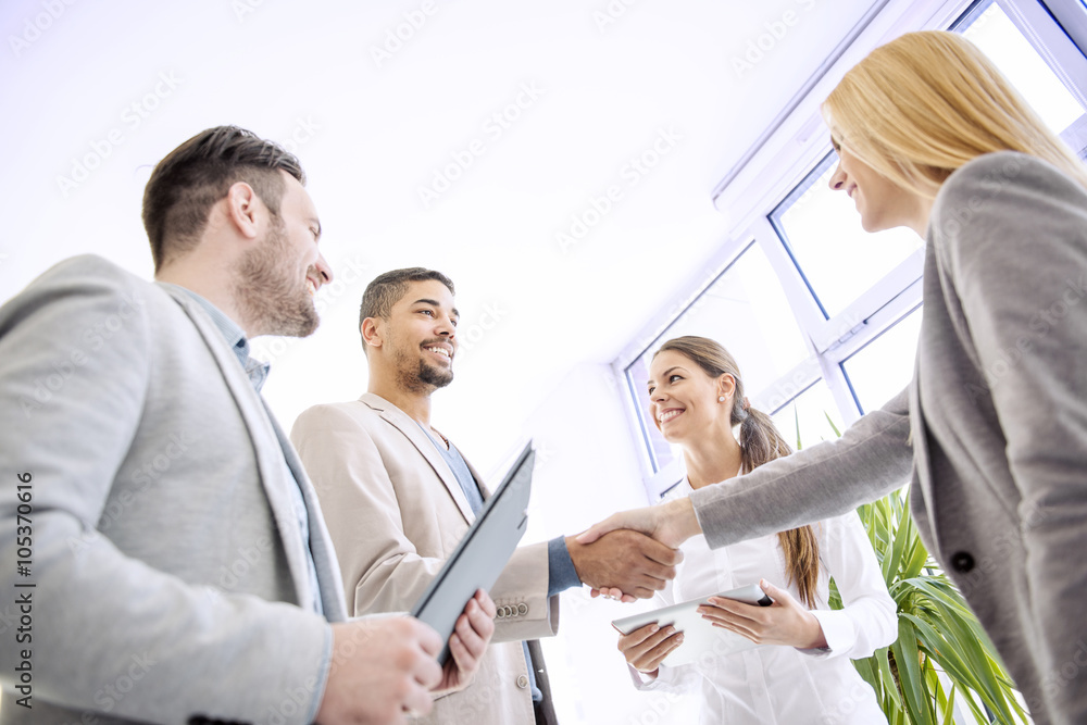 Handshake between two business executives Handshake between two business executives