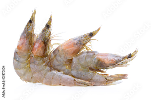 Fresh frozen prawns or shrimps isolated on white background.