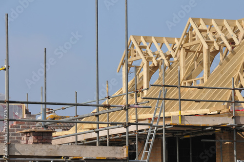 houses under  construction on new build brownfield site for social housing 