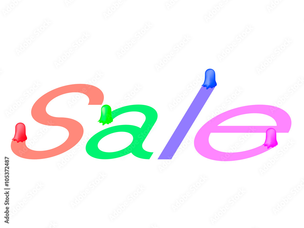 Fototapeta premium colorful closeout discount / drops of paint, write the word 