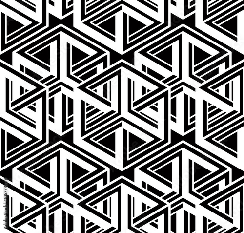 Illusive continuous monochrome pattern, decorative abstract 
